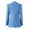 European & American Style V-Neck Blue Suit: Slimming, Flattering, Luxurious Nail Drill Jacket for Stage Performance & Parties