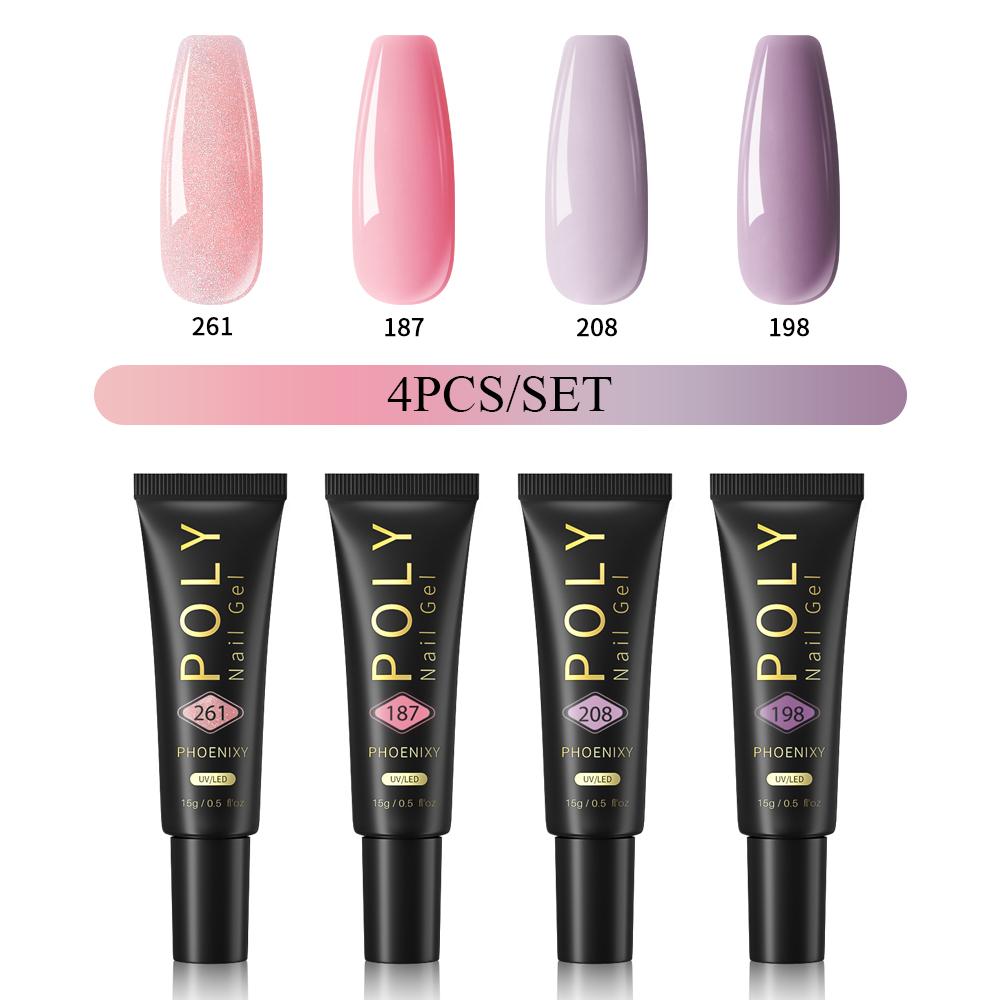 PHOENIXY Poly Nail Gel na prodloužení nehtů Rychlý stavební gel na prsty s 37 barvami Poly Nail Gel na prodloužení a akrylový gelový lak na nail Art