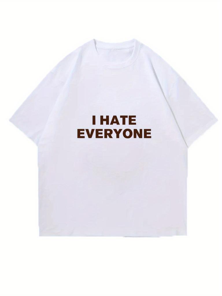 Unisexs Vintage Retro Trendy Hate Everyone Letter Harajuku Print T Shirt Summer Oversize Tee Unisex Streetwear Casual Top Y2k Punk