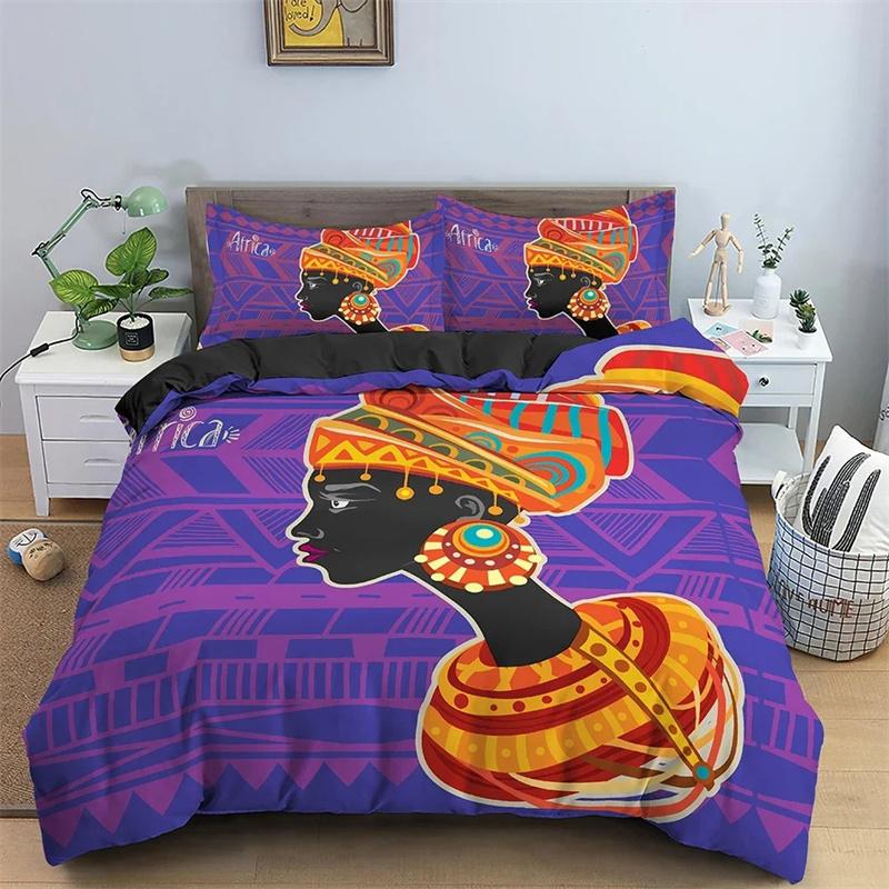 3D Ancient Egypt Tribe Decor Comforter Cover Set for Adult Women King Size Polyester Bedding Set Egyptian Print Duvet Cover Set
