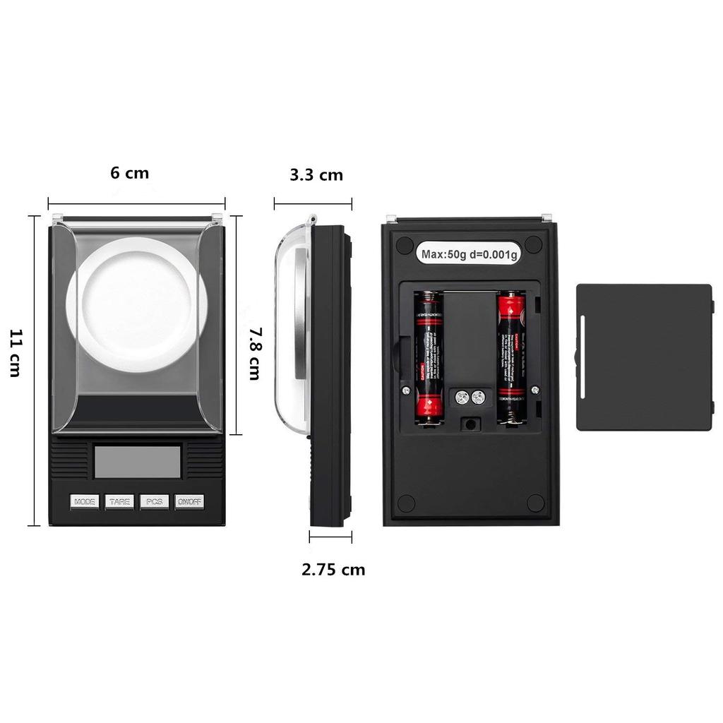 Portable Pocket Digital Scale (Scale) 0.001g-50g Precision Balance for Professional Use