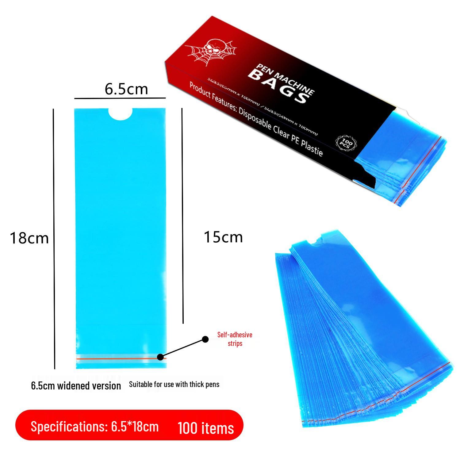 

Widened Dustproof Tattoo Pen Protective Bag with Self-Adhesive Features for Coarse and Fine Pens