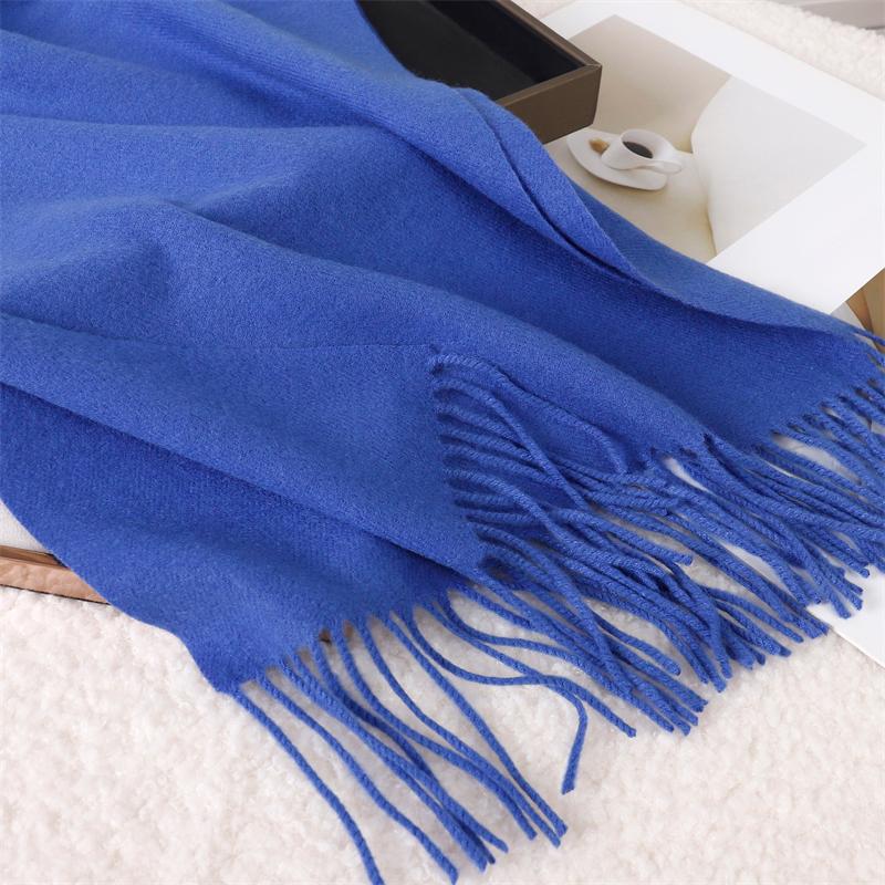 Winter Scarf Women Luxury Autumn Winter Cashmere Scarf Thickened Warm Shawl Classic Tassels Fluffy Scarf Solid Color Soft Shawl