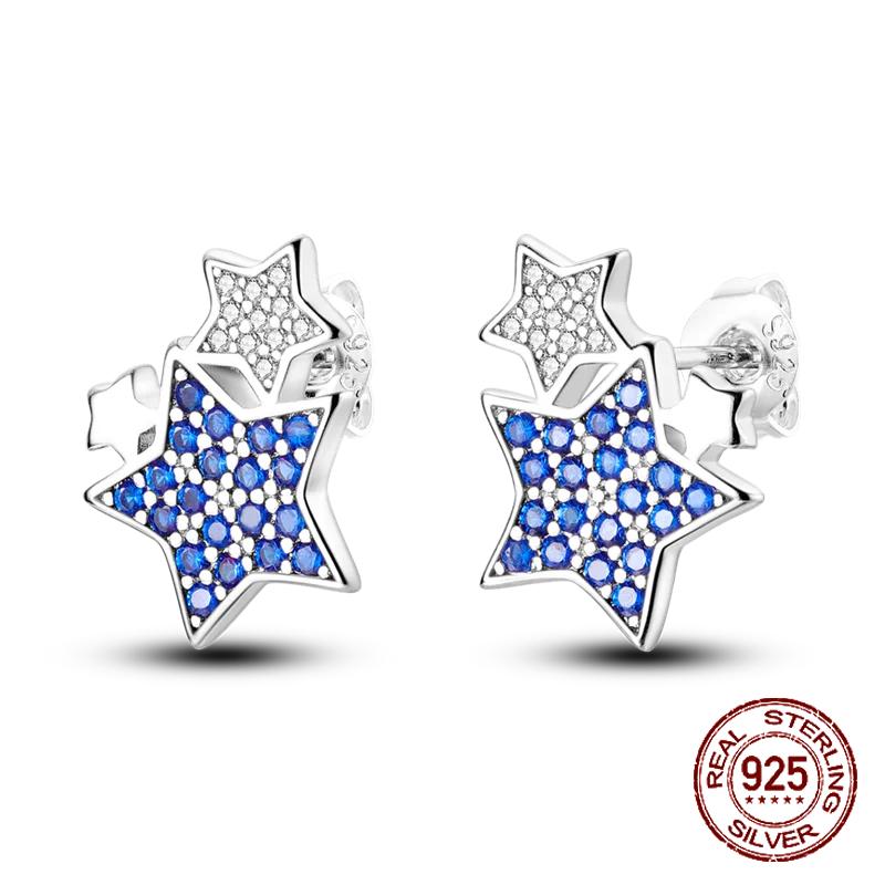 925 Sterling Silver Love Feather Moon Star Heart Earrings Fit Original Charms Hoop for Women Girls Stud Earring Jewelry Gifts