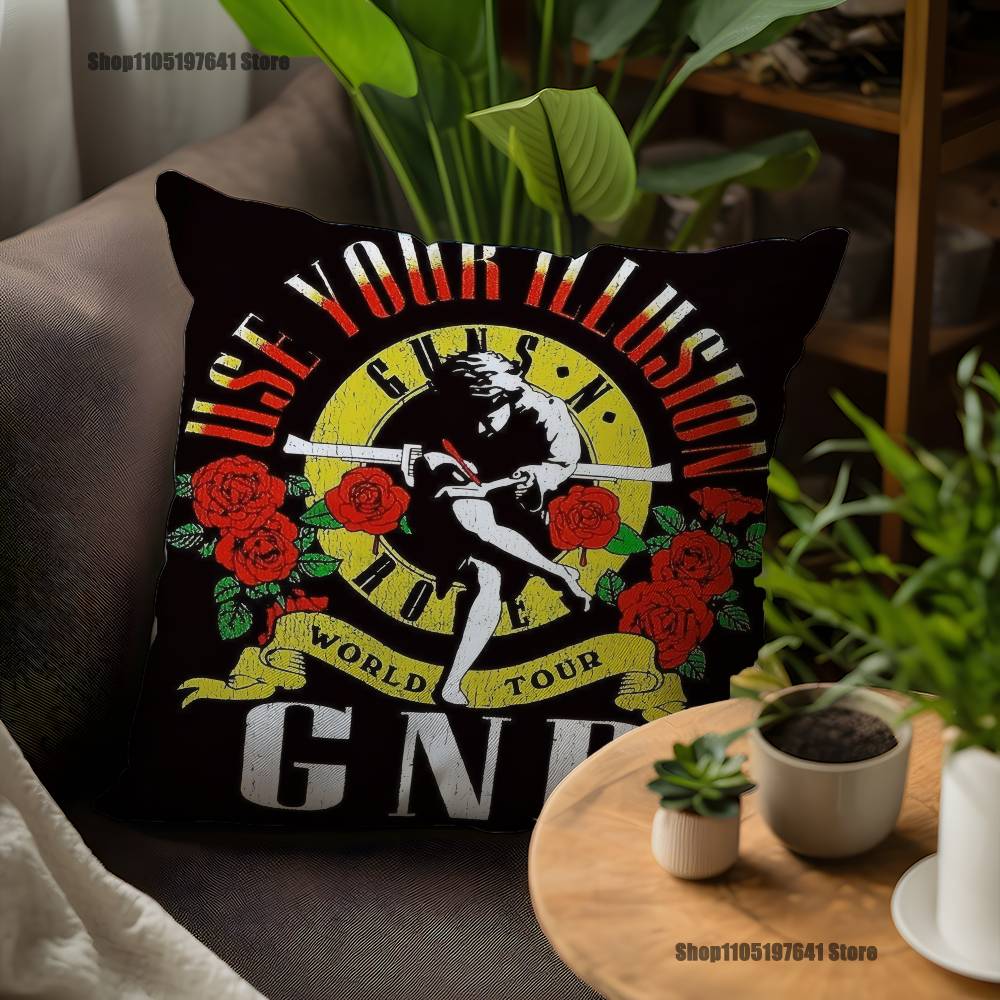 Band G-Guns N Roses Pillow Case For Sofa Decor Car Office Room Printing Cushion Cover Decorations and Protector