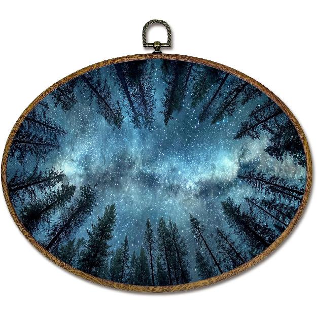 LKETW Boho Celestial Sun Moon Oval Wall Art Decor, Whimsical Witchy Astronomy Tarot Oval Canvas Hanging Decor, Vintage Boho Astrology Wall