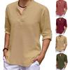 Men Shirt Solid Color Adjustable Sleeve Pullover Stand Collar Long Sleeve Summer Top Daily Garment
