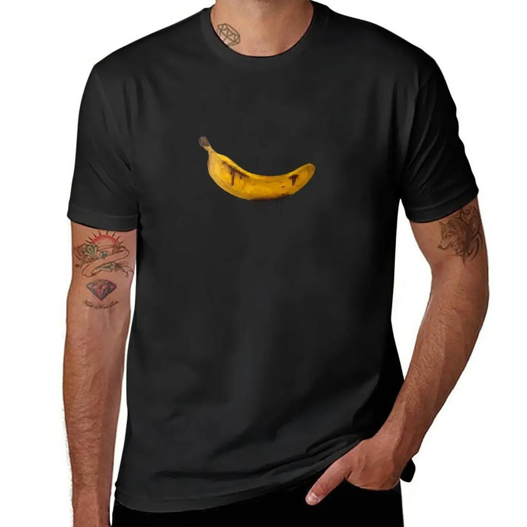 Das blutige Bananen T-Shirt Jungen Weiß Übergrößen Oversize T-Shirts für Herren