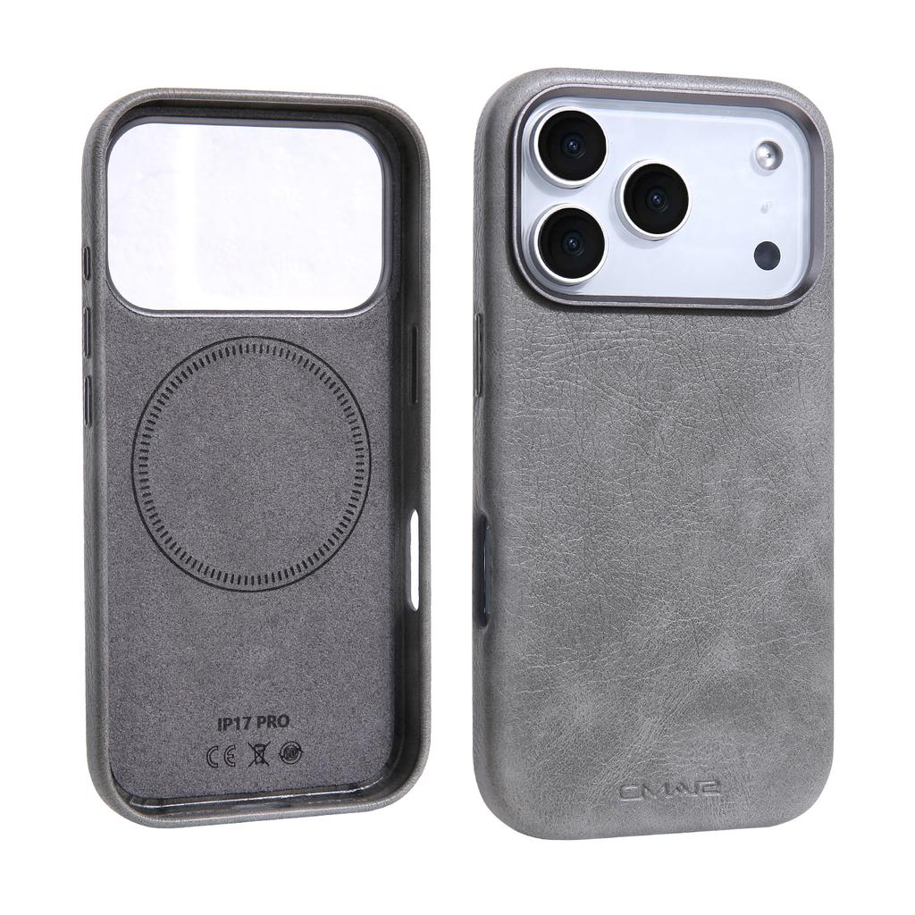 Luxury Business Leather For Magsafe Magnetic Phone Case For IPhone17 16 15 14 ProMax Shockproof Metal Lens Frame Protector Cover