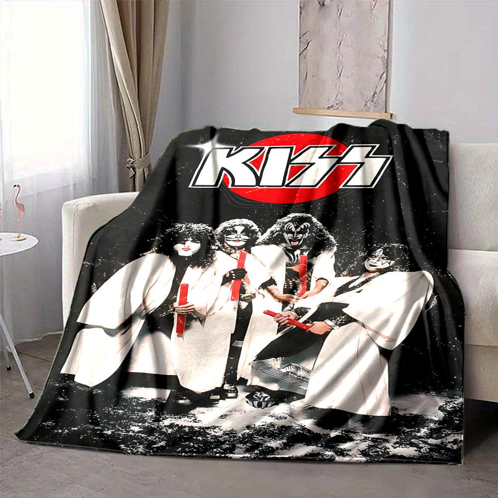 1pc KISS Band Flannel Blanket, Soft Skin Friendly with Digital Printing, Various Sizes Available for Family, Friends, Birthday
