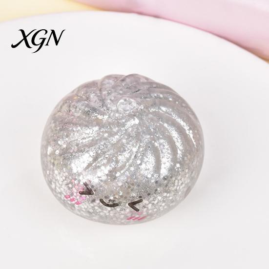 Dumpling Stress Ball 12Pcs Relief Squeeze Toy with Steamer Clear Glitter Steamed Bun Adult Reducer Sensory Soft Stretchy Fidget Party Favors Reliever