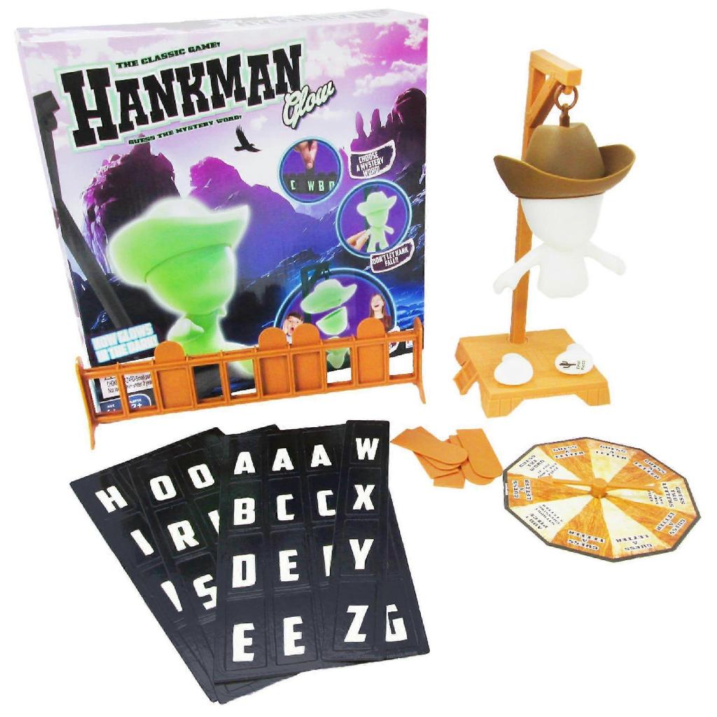 Magnetic Hangman Mystery Word Guessing Game for Kids & Families, Glow in The Dark Travel Game, Guess The Word Before Hank Falls