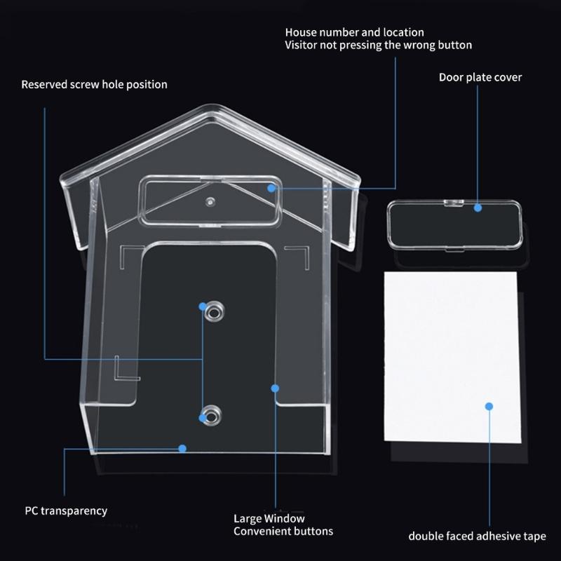 Wireless Doorbell Waterproof Cover Clear House Shape Doorbell Rain Cover Plastic Doorbell Protector Box Cover