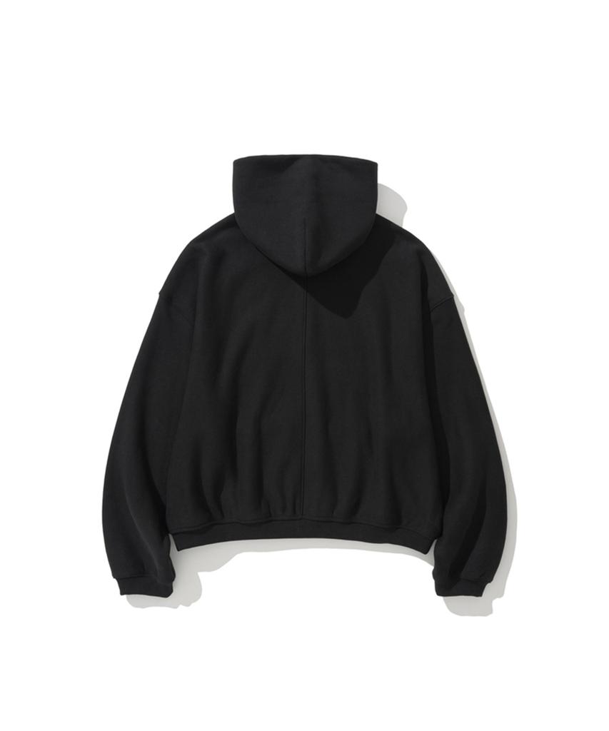 Erer Men Oversized Sweat Hoodie Zip-Up Black