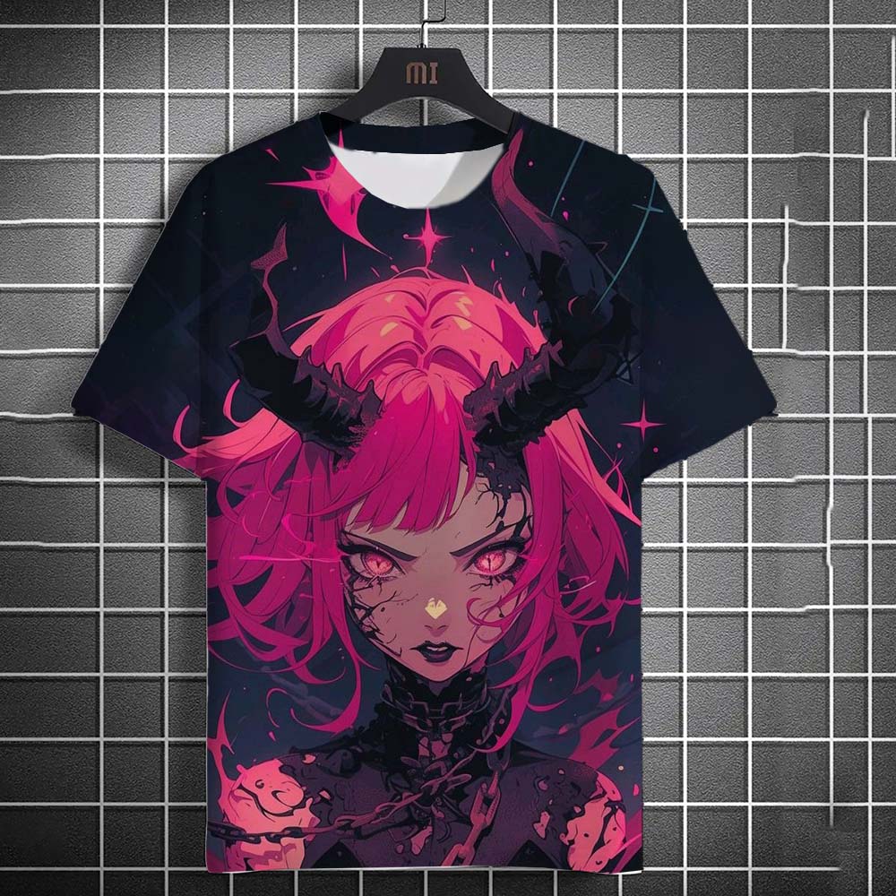 Cartoon Tattoo Girl Pattern Men's T-Shirt 3d Printed Oversized Sweatshirt For Men Bad Girl Harajuku Top Short Sleeve T Shirts
