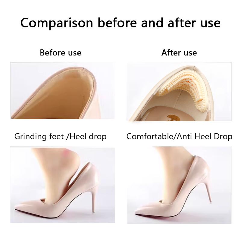 Silicone Gel Heel Cups Anti Pain Shoe Heel Stickers Insole for High Heels Heel Protector Pad Inserts Shoe Size Reducer for Women