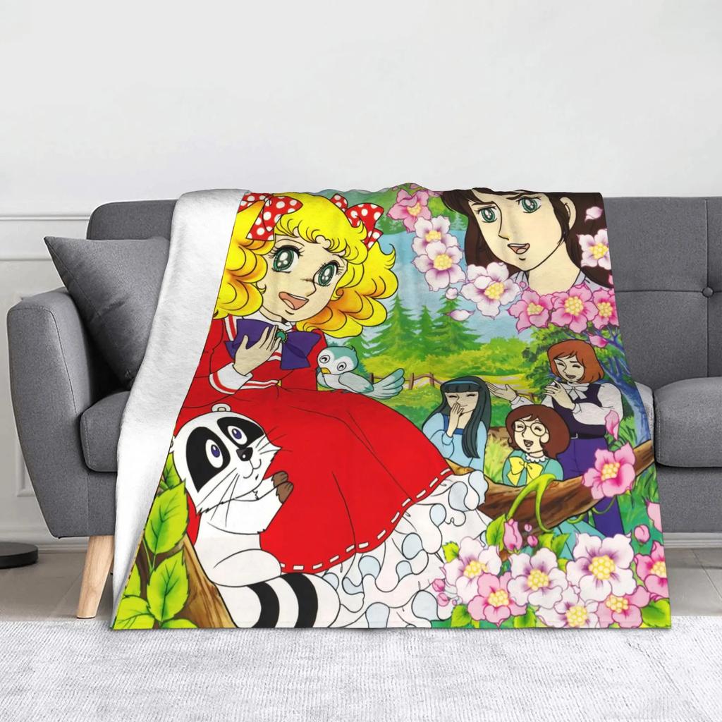 Anime Candy Candy Blankets Fleece All Season Kawaii Cute Girl Flowery Multi-function Thin Throw Blanket for Bed Office Quilt