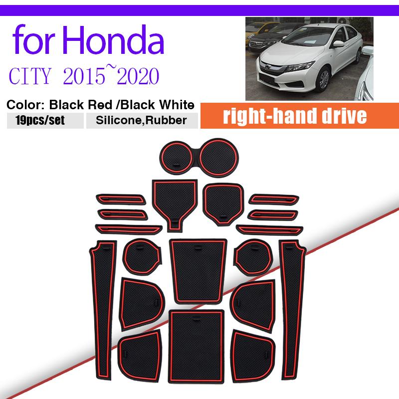 Door Slot Mat for Honda City Grace Ballade 6th GM4 2015~ Cup Holder Sticker Lnterior Rubber Groove Cushion Coaster Pad Auto