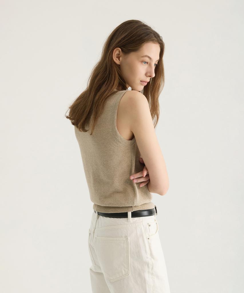 Oteumilkape Linen Sleeveless Knit - Oatmeal