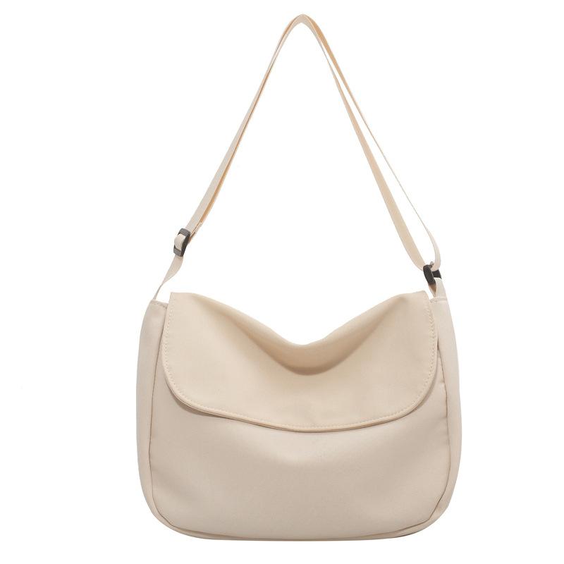 Canvas Postman Bag Damen Umhängetasche Einfache Umhängetasche Klappe Stofftasche Große Kapazität Tasche