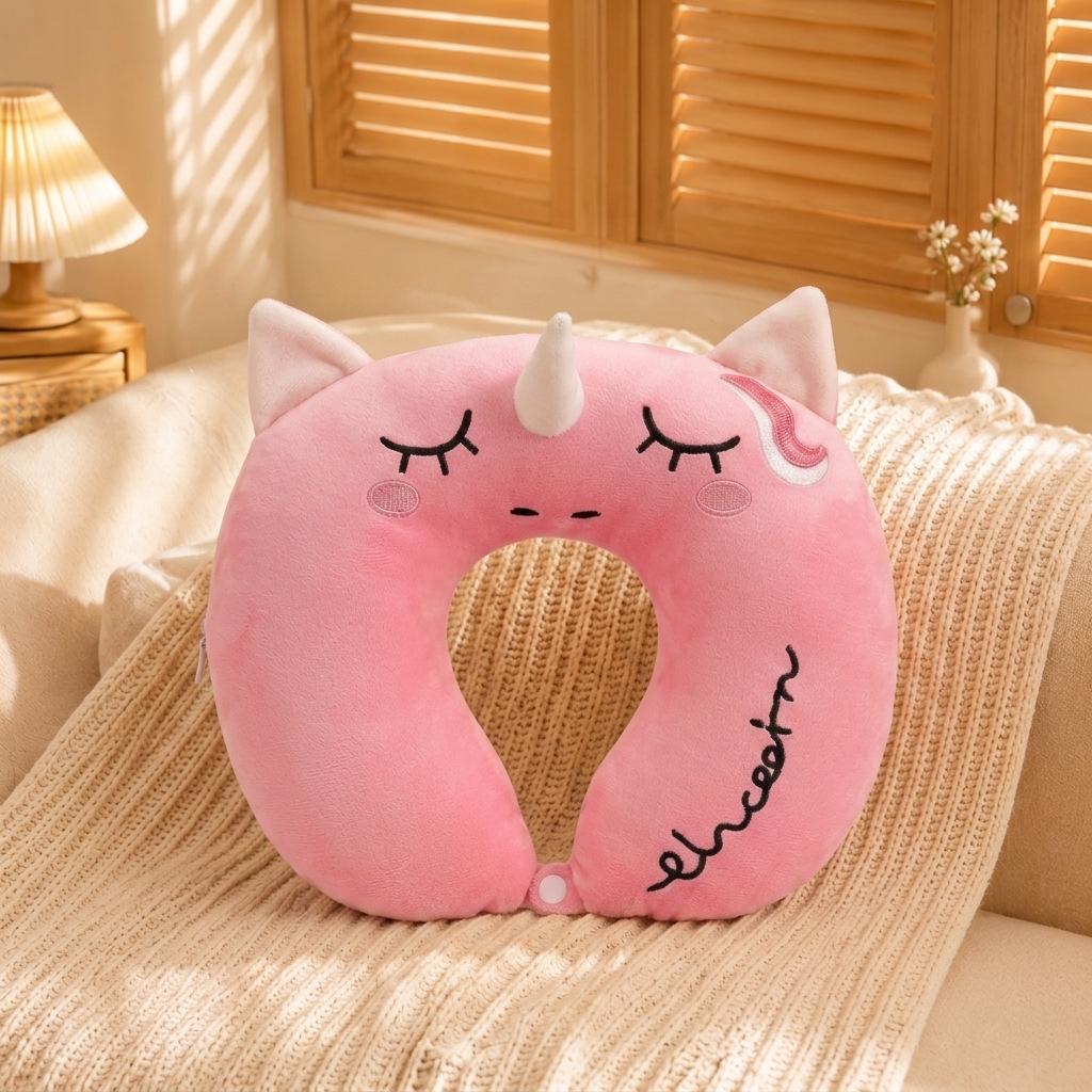 Cartoon Soft U-Shaped Neck Pillow - Portable Nap Pillow for Car, Office, or Travel