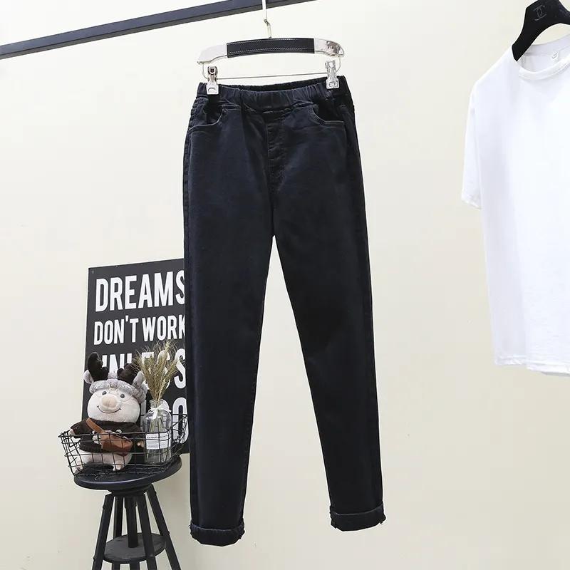 Pantaloni di Jeans Vintage Primavera Autunno Donna Jeans Skinny Elasticizzati Vita Alta Elastico Pantaloni a Matita Slim Jeans Mom