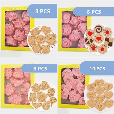8Pcs/set Love Theme Cookie Cutter Set Heart Envelope Biscuit Making Mould Fondant Embosser Stamp for Valentine Day Wedding Gift