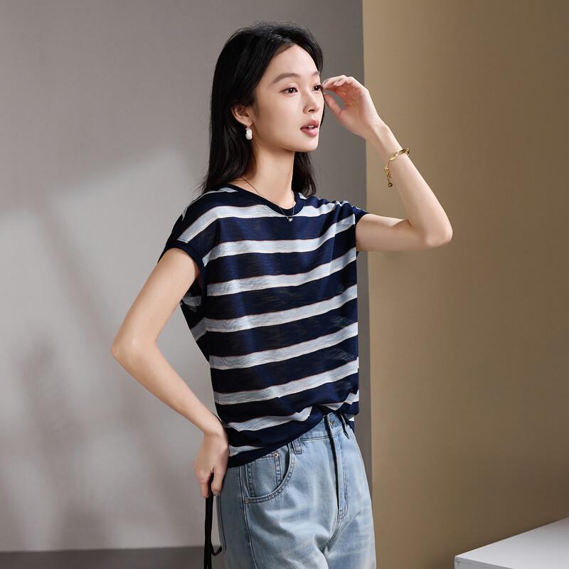 SOFSIL Women s Striped Short-Sleeved T-Shirt XL