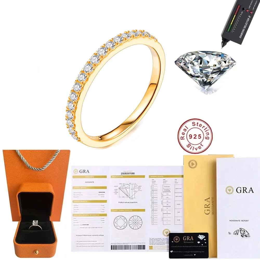 100%925 Silver Moissanite Certified Diamond O Ring Test Canon Classic D Color VVS Clarity Wedding Rings