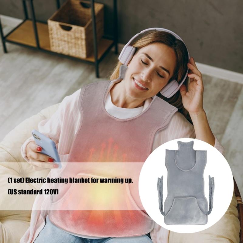 Large Electric Heating Pad For Muscle Relaxation Full Back Coverage Flannel Fabric With Safety Shut Off 120V