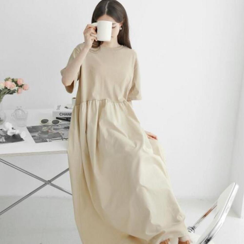 New Arrivals Open Run Women Short Sleeve Casual Oversized Dress Cotton Flare