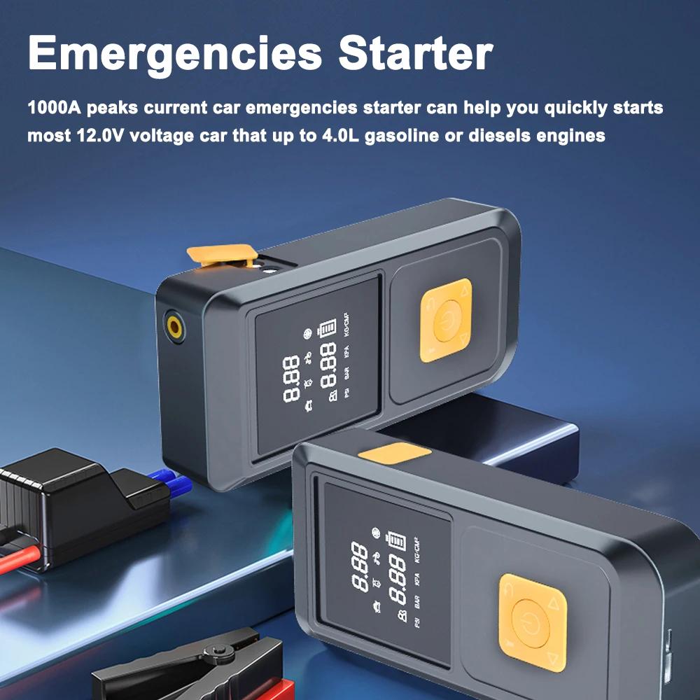 Car Jump Starter With Air Compressor 1000A Peaks Automobile Battery Booster With LED Light Power Bank Car Electrical Appliances