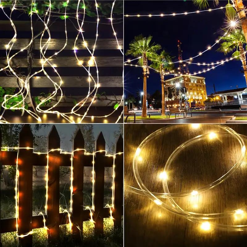 Solar LED Rope Lights Fairy Tube Light String Outdoor Waterproof Lawn Lamps 8 Mode for Home Garden Patio Wedding Roof Decoration