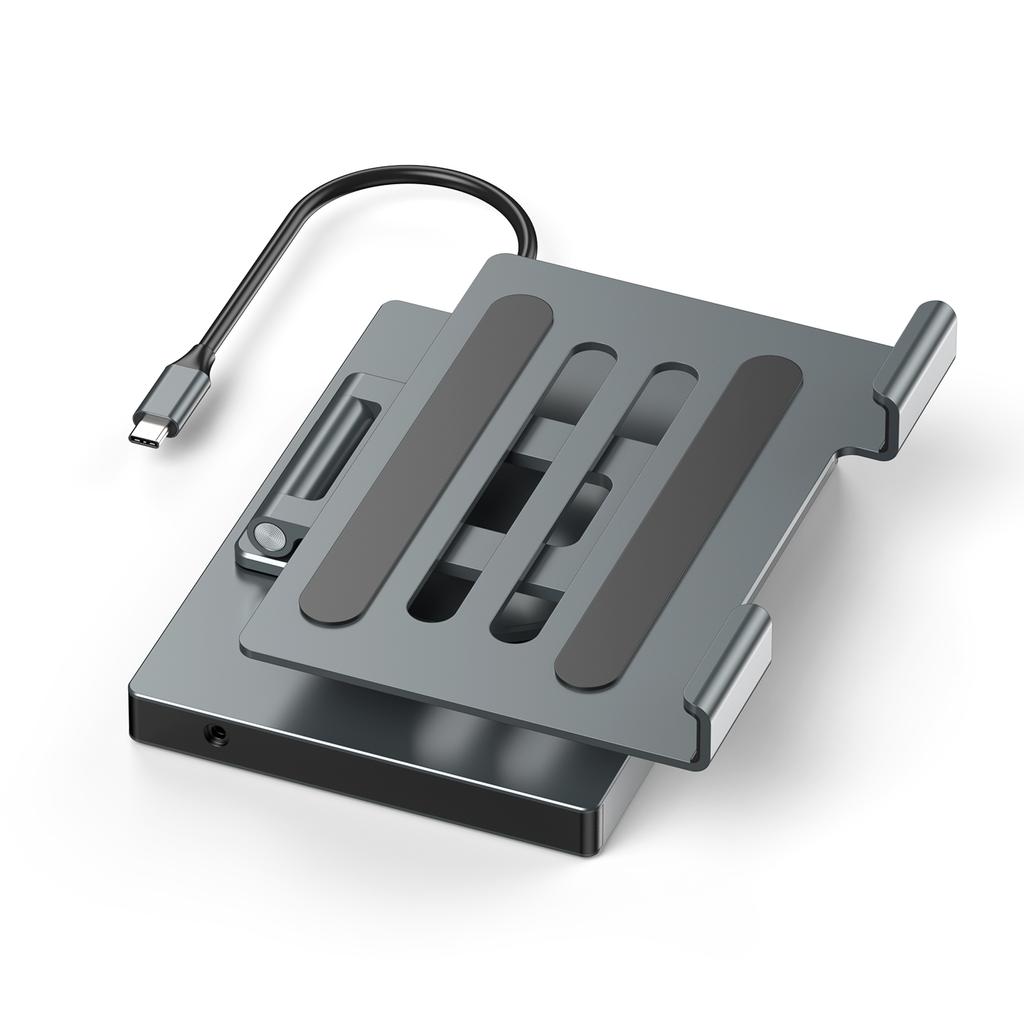 iPad Pro USB C Hub Stand, Foldable Design 360° Rotatable Multiport Docking Station, 9 In 1 Adapter with LAN 4K HD SD/TF USB 3.0