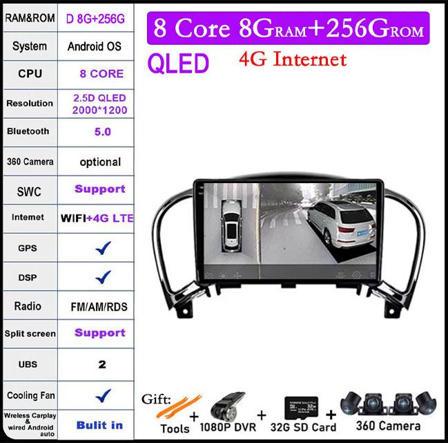 9" 2.5D Screen Android 14 Auto Multimedia Navigation GPS Auto Radio Video Stereo For Nissan Juke YF15 2010 2012 2013 2014