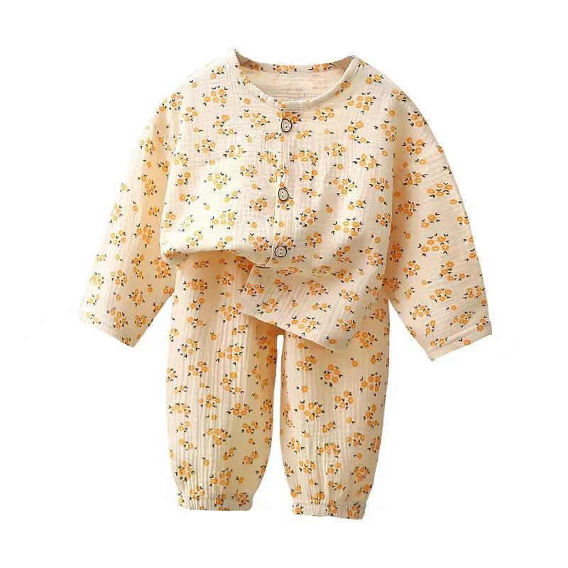 Kids' Pure Cotton Cartoon Pajama Set - Nine-Sleeve Homewear for Boys & Girls