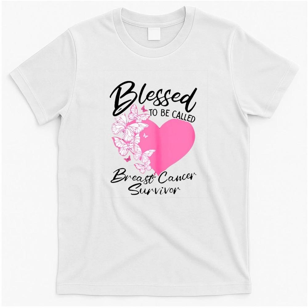 Blessed To Be Called Breast Cancer Survivor Pink Butterfly  S-5XL Unisex T-Shirt S