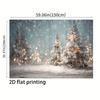 2D Cozy Snowy Christmas Photography Backdrop, Pastel Winter Scene with Snowy Trees & Lights