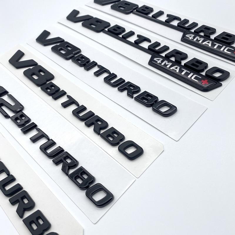 CXGSL1 Letter Emblem for Mercedes Benz AMG V12BITURBO V8 BITURBO 4MATIC+ Car Styling Fender Logo Sticker Chrome Black Red