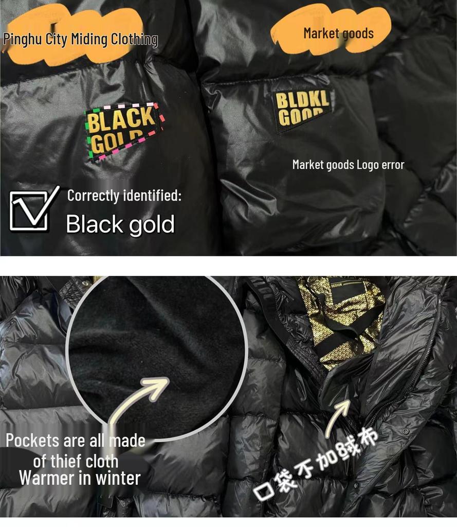 Black Gold Couple's High-End Hooded Long Down Jacket - Unisex, Over-the-Knee, Winter Warmth