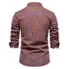 Autumn New Men's Basic All-matching Shirt Fashion Striped Long Sleeve