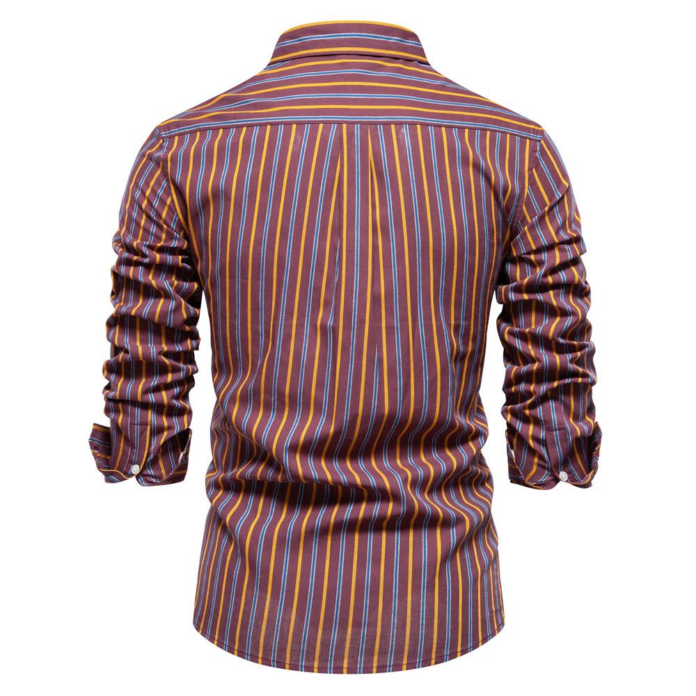 Autumn New Men's Basic All-matching Shirt Fashion Striped Long Sleeve