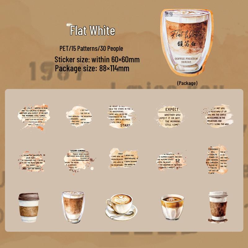 

Yiniao Coffee Freedom Retro Sticker Pack - DIY Decorative Journal Stickers