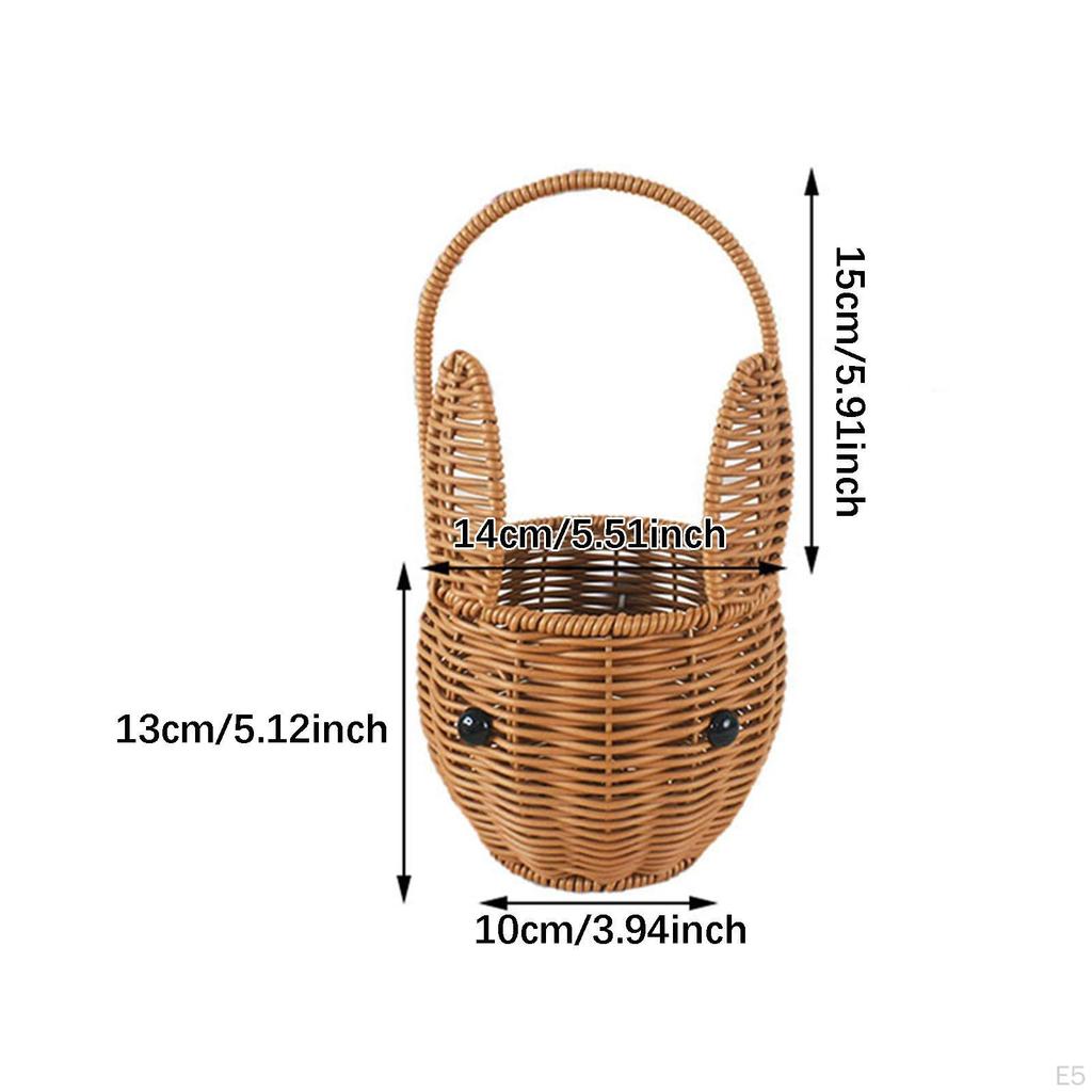Coșuleț Portabil Container Formă de Iepuraș Capacitate Mare Coșuri Împletite Rustice pentru Organizarea Gustărilor