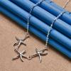 925 Sterling Silver Shiny Exquisite 3 Starfish Necklace Women Fashion Party Wedding Gift Jewelry