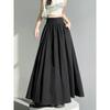Kumikumi Minimalist Easiest for Match High Waist Pleated Skirt Women's Clothing Autumn Slimming Drape Younger Wide Hem Long Skirt