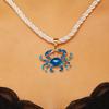 European & American Beach Resort Alloy Drip Oil Red Lobster & Blue Crab Earrings for Women