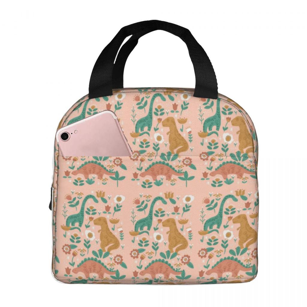 Cartoon Cute Dinosaur Pattern Insulated Lunch Bag for Women Office Cooler Thermal Food Box Tote Portable Lunch Boxes Container