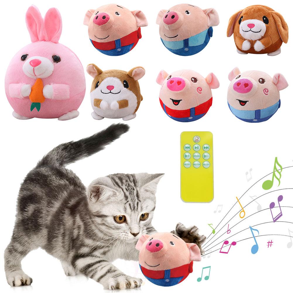 Tegneserie gris Aktiv bevegelig kjæledyr Plysj leketøy Vaskbar interaktive hundeleker USB Oppladbar Talende Hundeball i bevegelse for hunder Katter