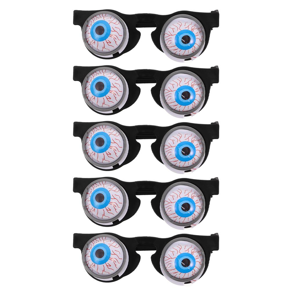 

5pcs Halloween Eyeball Glasses Funny Eyeglasses With Bouncy Eyeballs Creepy Spring Eye Glasses For Party Favors Prank Props